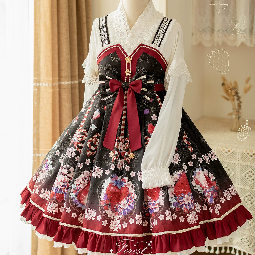 苺と桜の和ロリジャンパースカート
