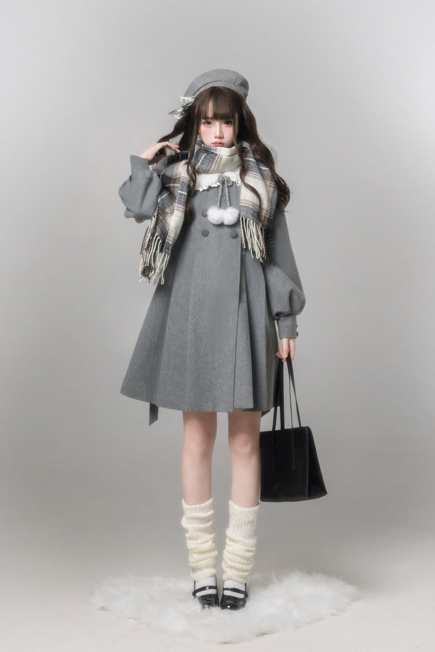 Miss Gray ふわふわ襟付きコート