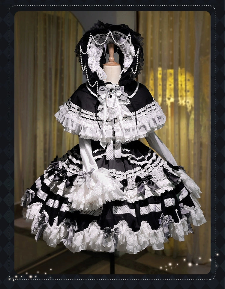 [Pre-orders available until 12/11] Concerto Out of Order Monotone Sweet Lolita Jumper Skirt Full Set