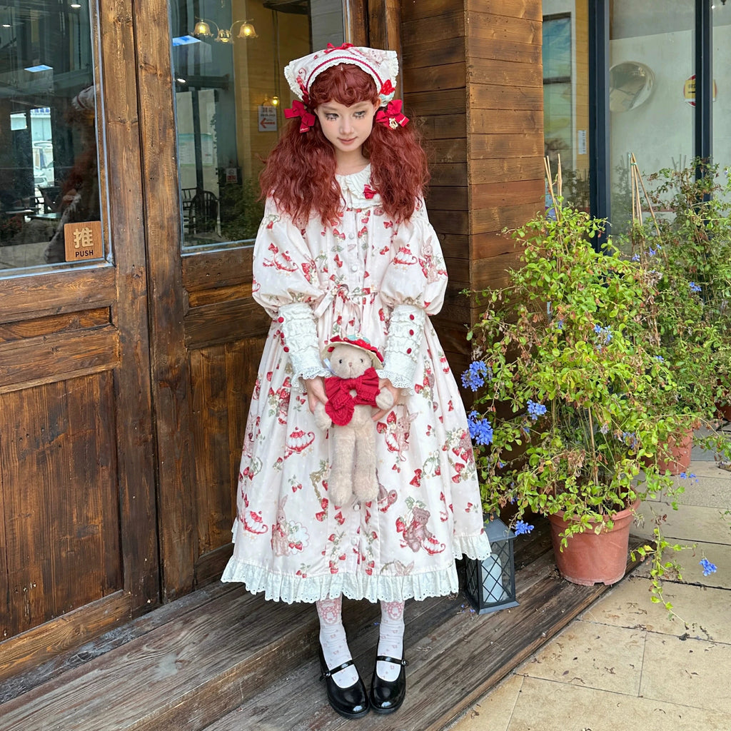 Bunny Bear Bunnyうさ耳付き長袖ワンピース・ロング丈