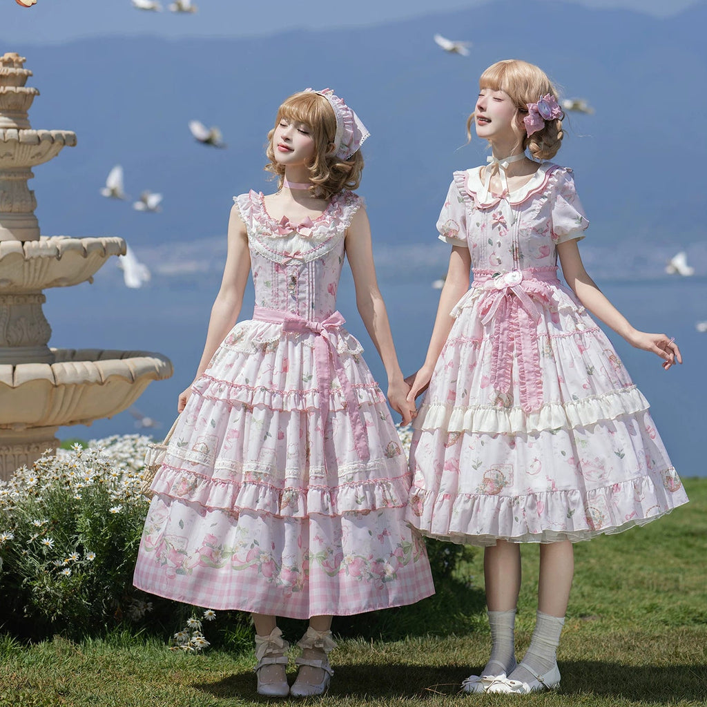 【受注予約9/2まで】Natural Apple Tea ガーデンジャンパースカート・ピンク