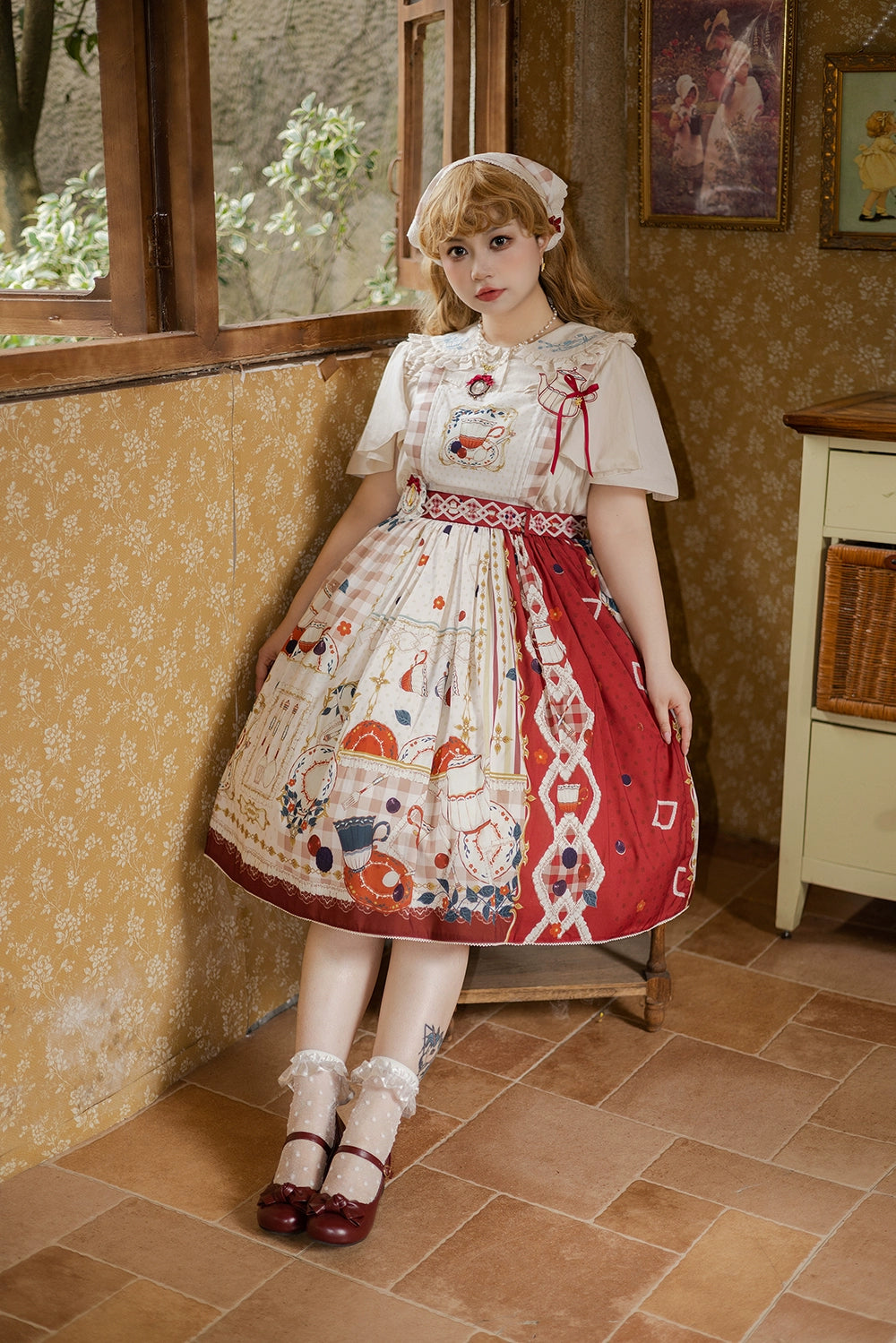 【予約販売】Picnic Tea Party 2wayサロペットスカート