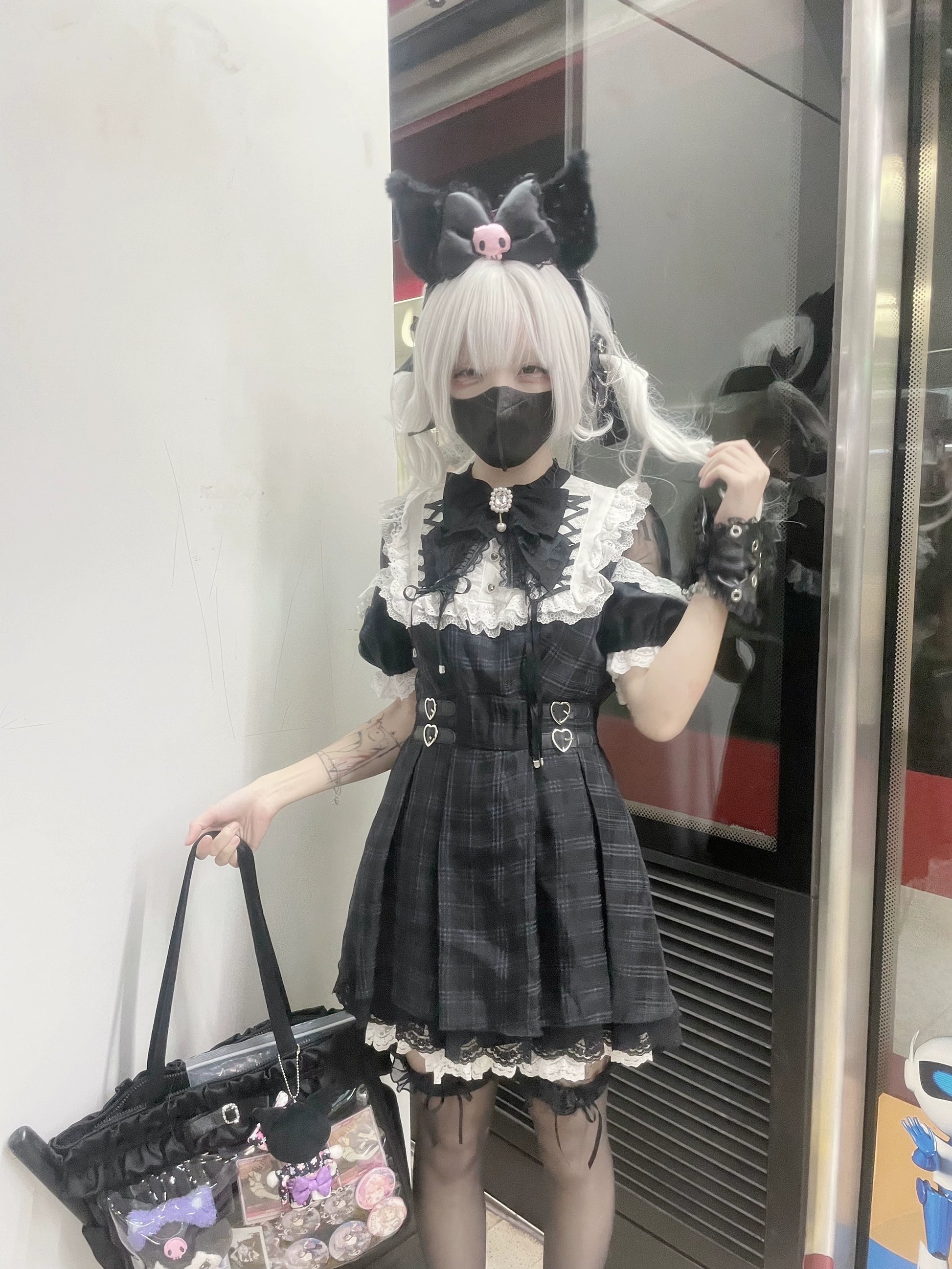 予約販売】 Angel Heartbeat Black フリルチェックミニ丈ワンピース 予約販売】 Angel Heartbeat Black フリルチェックミニ丈ワンピース