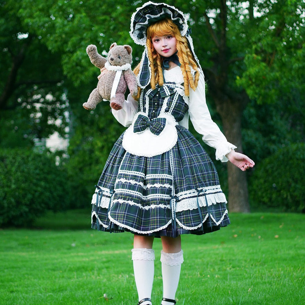 【受注予約10/15まで】Checkered Petal Rabbit リボンジャンパースカート