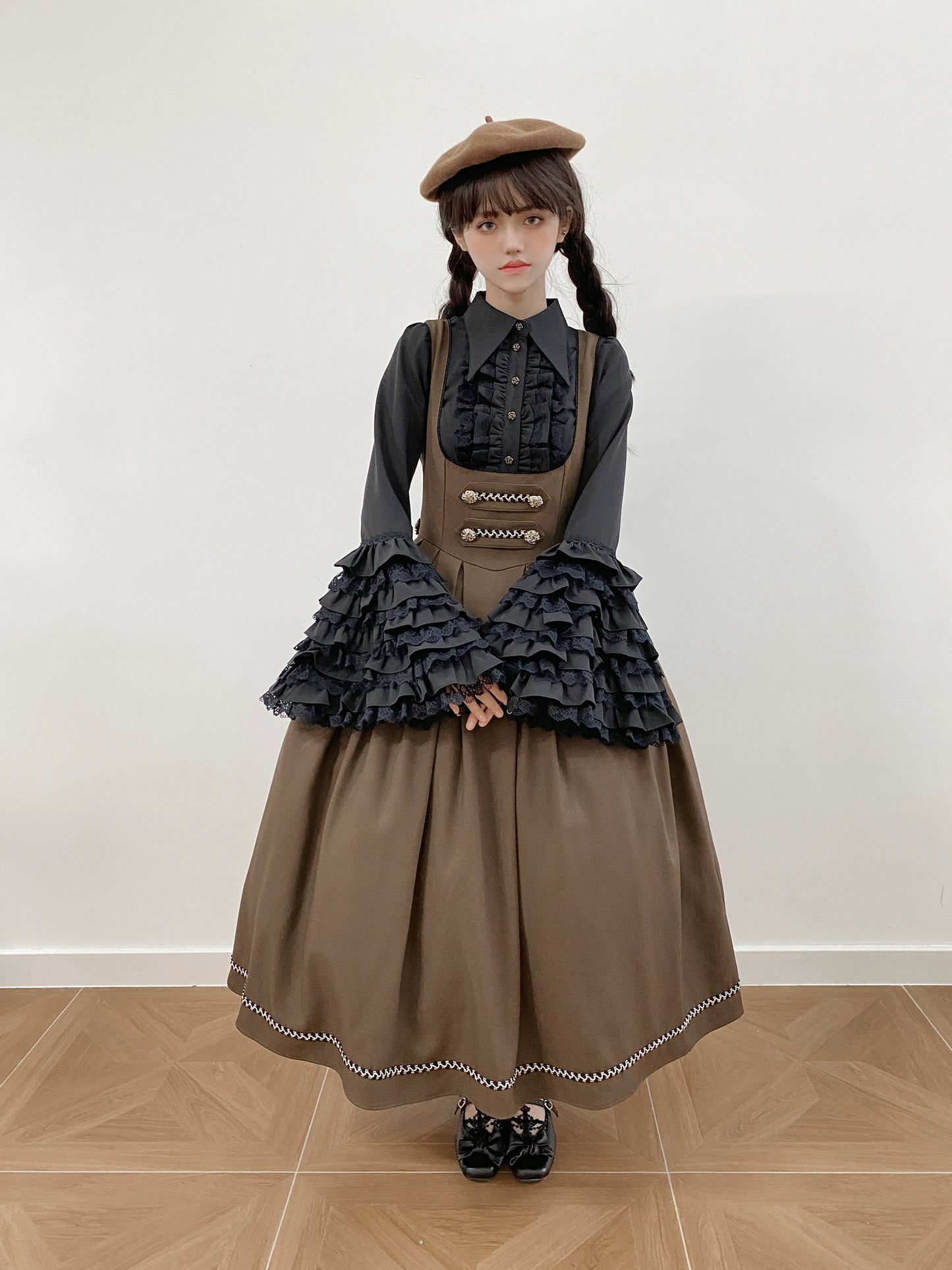 [Pre-orders available until 9/29] Bright Moon Corset Jumper Skirt, Plain Type [Brown]