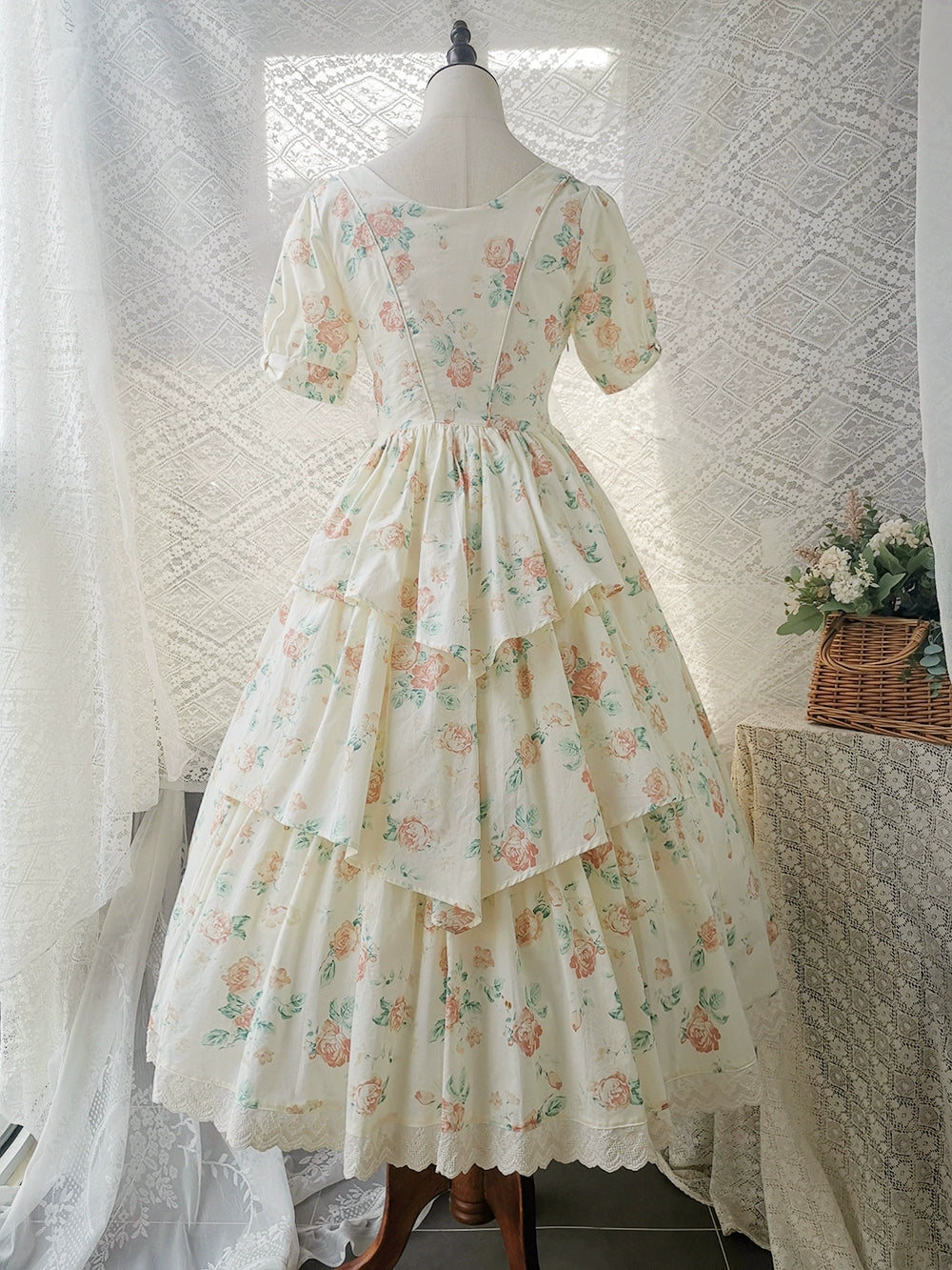 【予約販売】Rose Song ヴィンテージデザイン半袖ワンピース