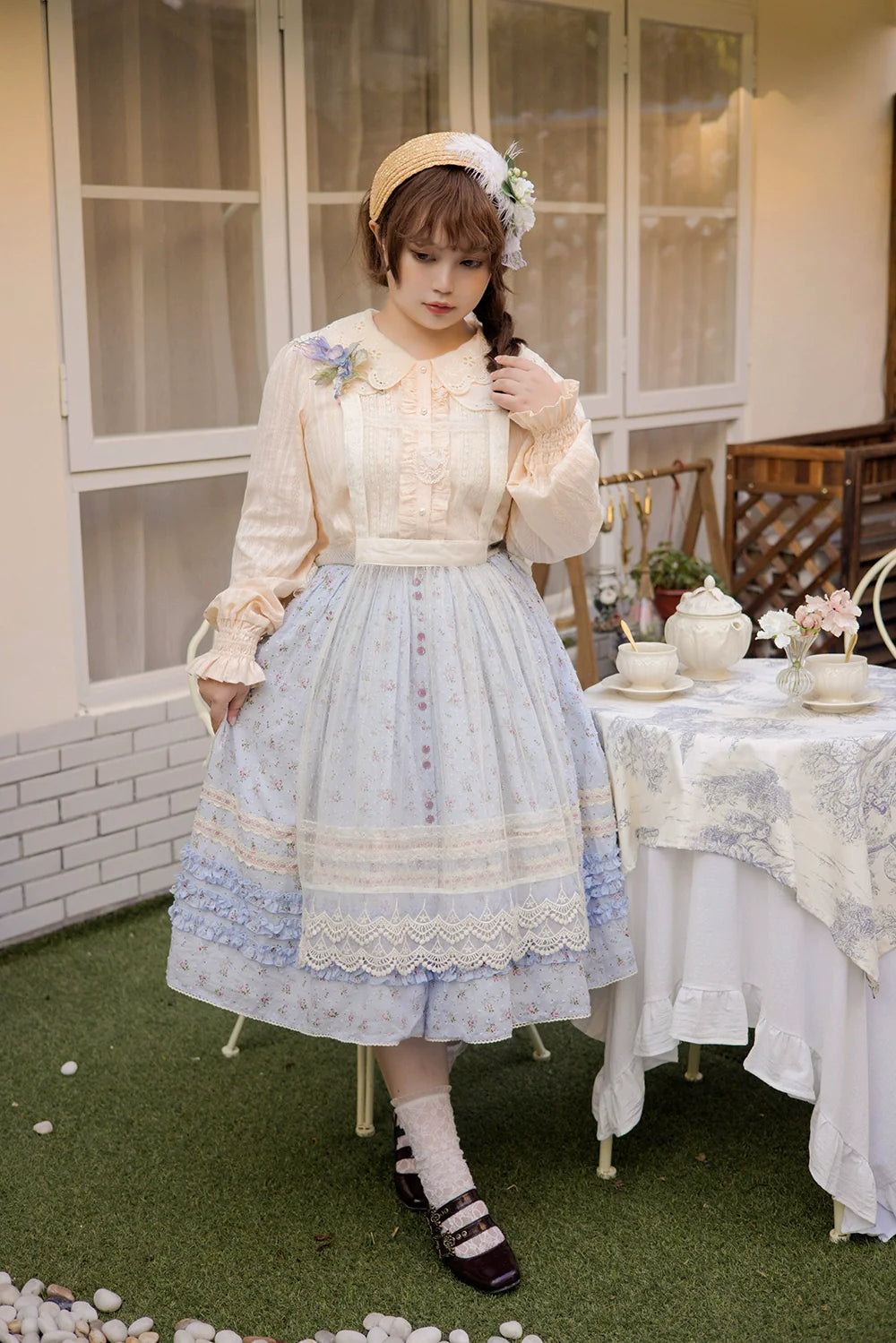 予約販売】Pink Flower ドット柄シアーエプロン – ロリータ 予約販売】Pink Flower ドット柄シアーエプロン – ロリータ