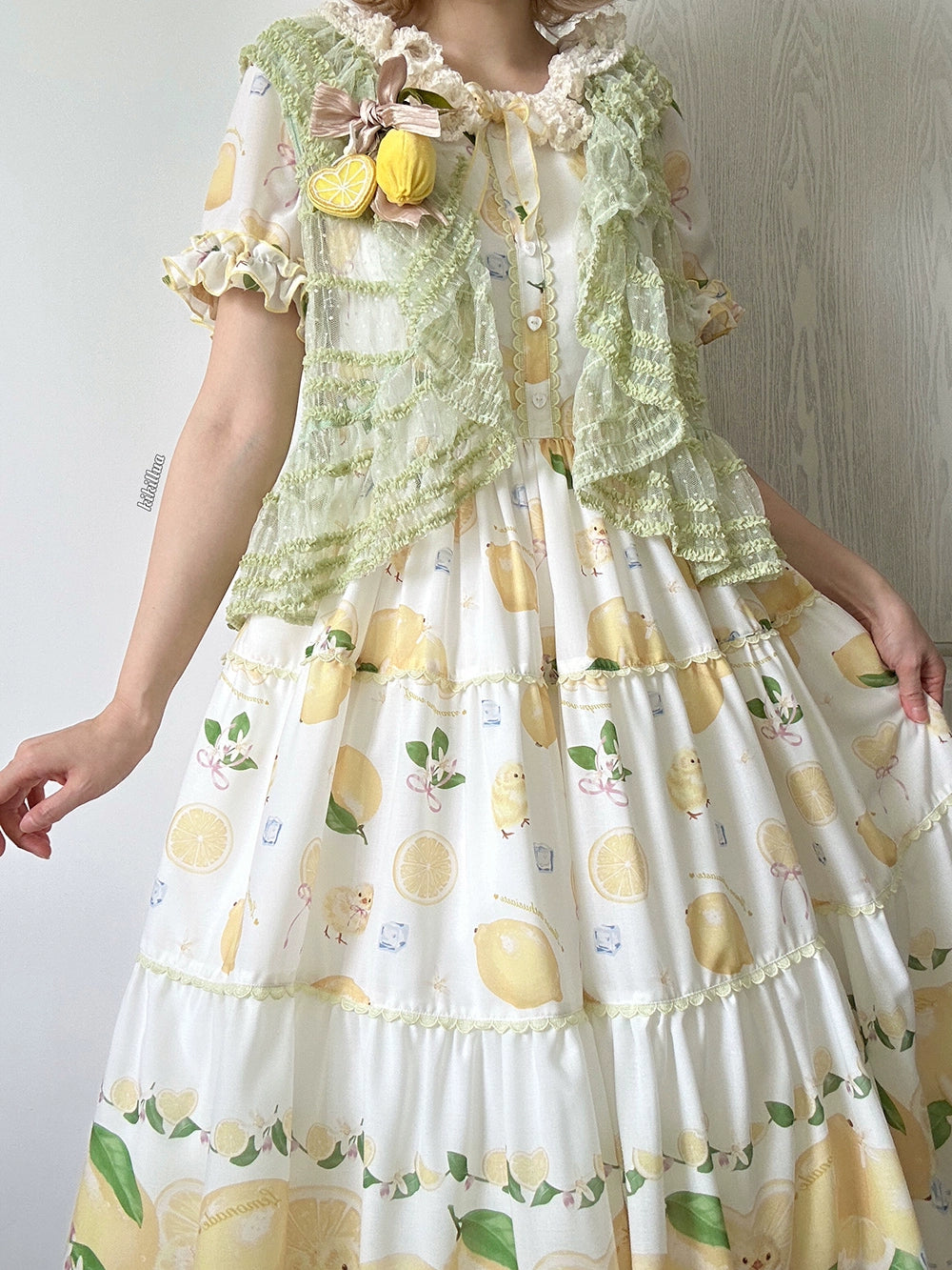 【予約販売】Lemon Sweetie プリント半袖ワンピース・デイリータイプ