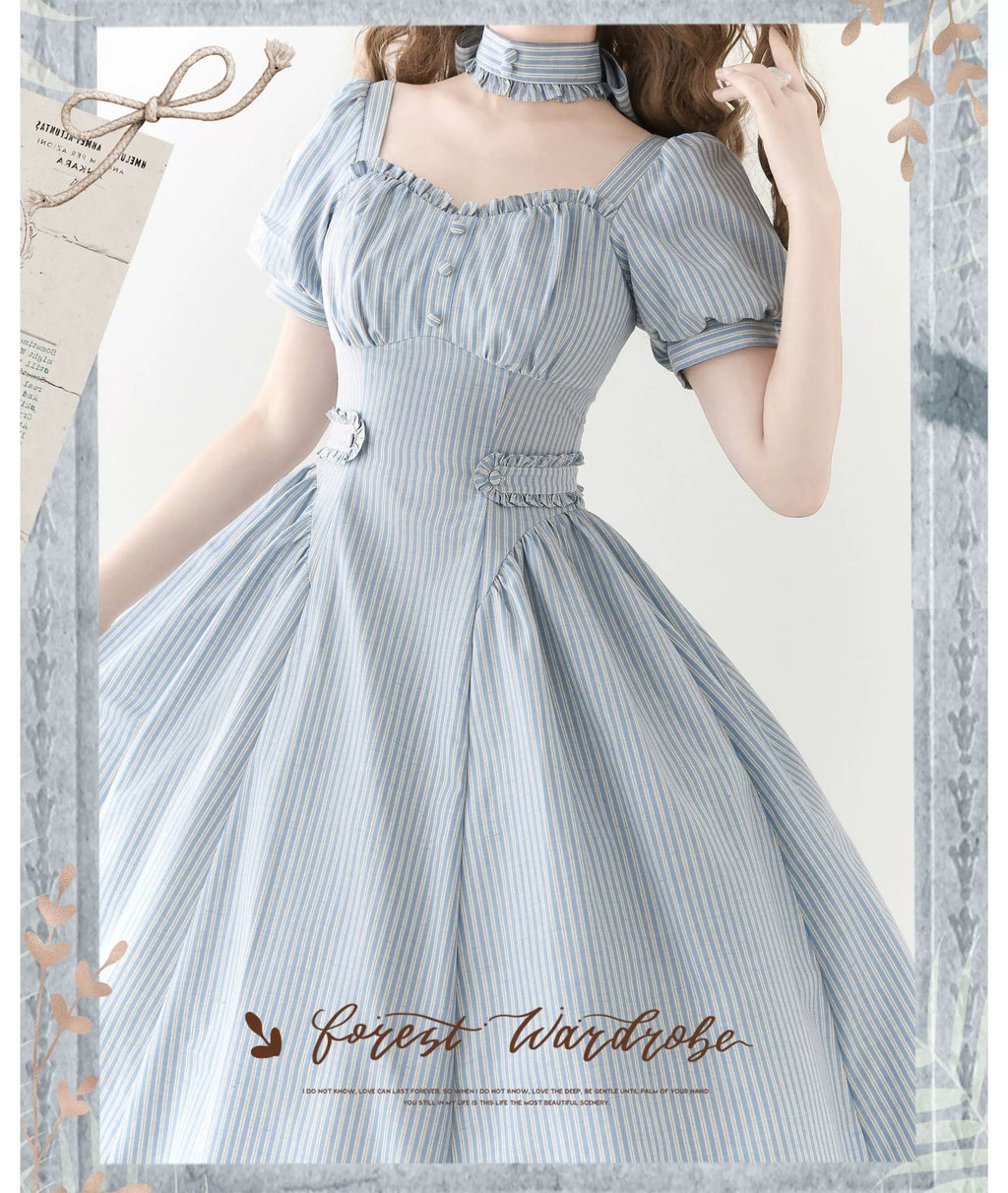 Chantilly Forest ストライプのフレンチガーリーワンピース