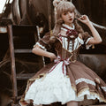 Bear Chocolat Brown dress with ribbon and lace