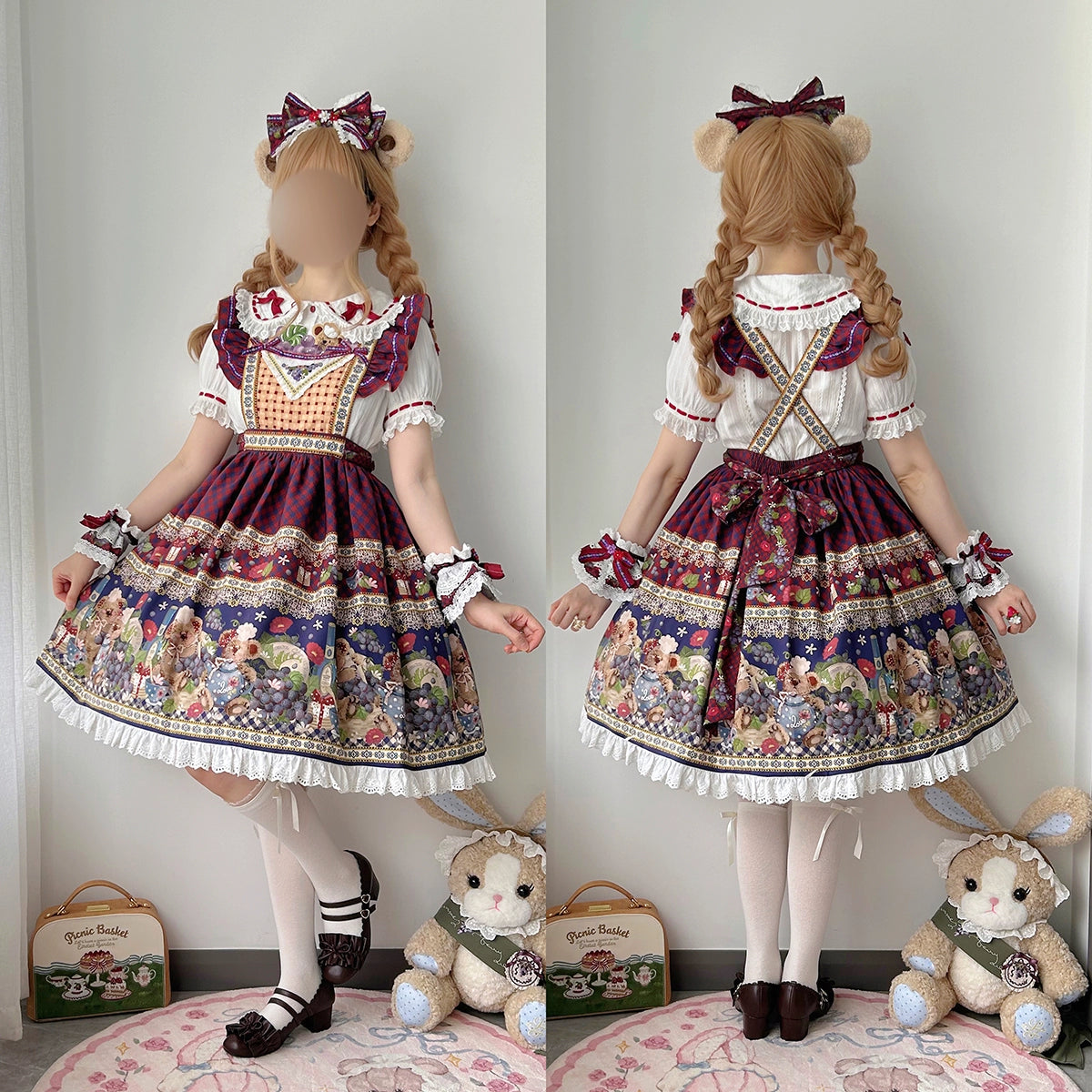 [Pre-orders available until 10/16] Grape Bear Overall Skirt