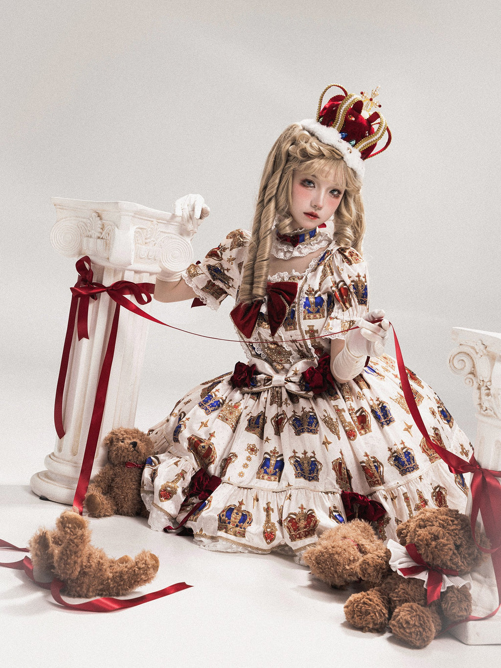 【再販・受注予約3/9まで】Star Crown ベルベットリボンのプリントワンピース