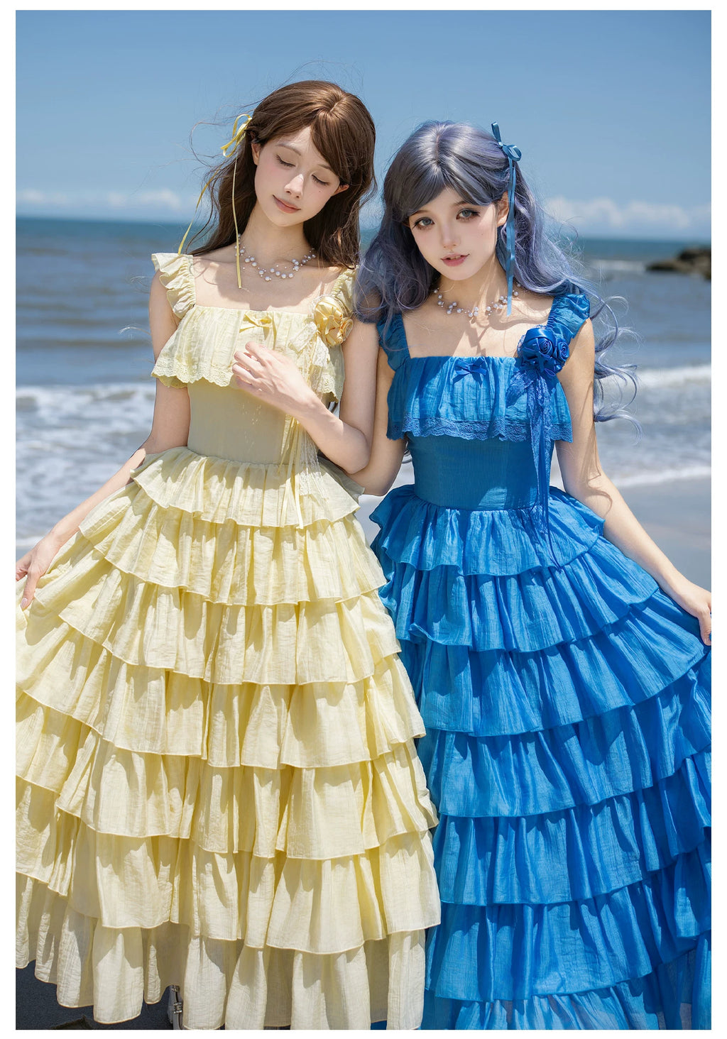 Foam Rain スクエアネックティアードジャンパースカート