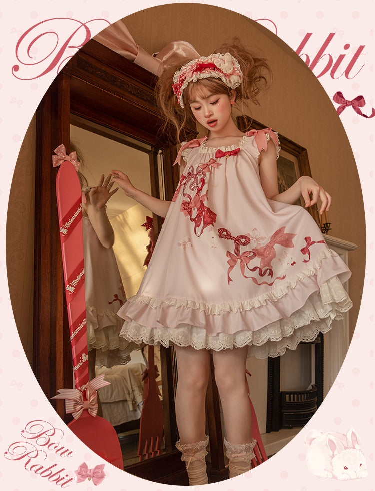 【受注予約6/11まで】Bow Rabbit フレアスリーブジャンパースカート