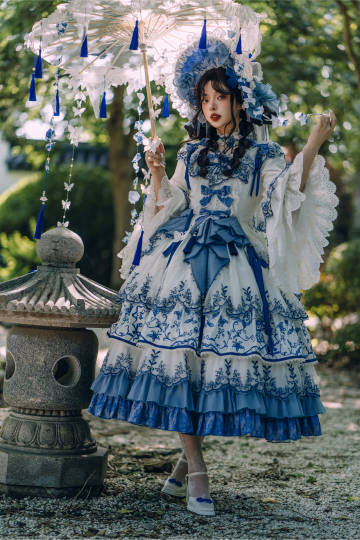 【受注予約8/27まで】 Blue and White ラグジュアリードレス・ロング丈