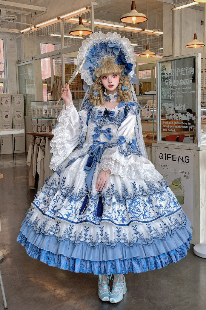 【受注予約8/27まで】 Blue and White ラグジュアリードレス・ロング丈