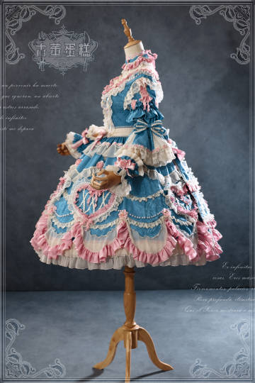 [Pre-orders available until 2/12] Antique Cake Heart Lolita Dress - Blue