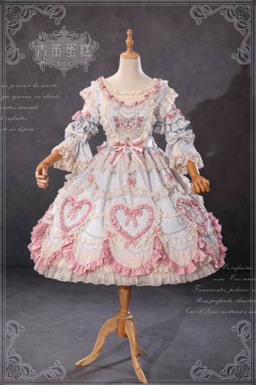 [Pre-orders available until 2/12] Antique Cake Heart Lolita Dress - Pastel Blue