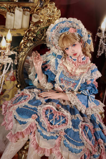 [Pre-orders available until 2/12] Antique Cake Heart Lolita Dress - Blue