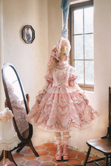 [Pre-orders available until 2/12] Antique Cake Heart Lolita Dress - Pink