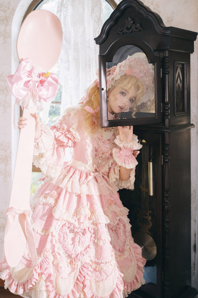 [Pre-orders available until 2/12] Antique Cake Heart Lolita Dress - Pink