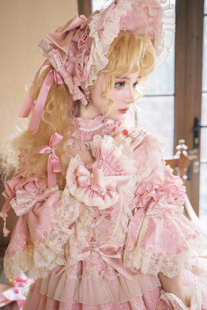 [Pre-orders available until 2/12] Antique Cake Heart Lolita Dress - Pink