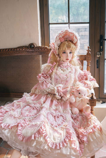 [Pre-orders available until 2/12] Antique Cake Heart Lolita Dress - Pink