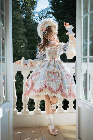 [Pre-orders available until 2/12] Antique Cake Heart Lolita Dress - Pastel Blue