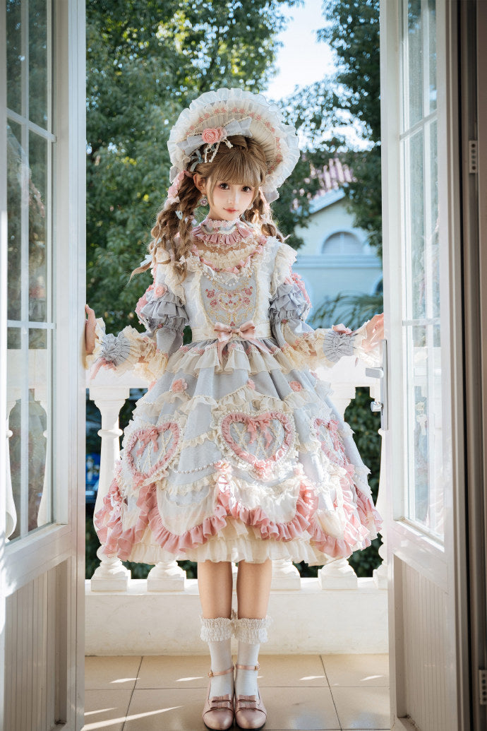 [Pre-orders available until 2/12] Antique Cake Heart Lolita Dress - Pastel Blue