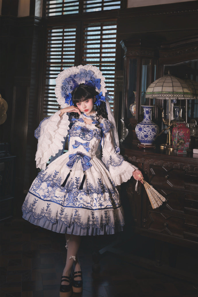 【受注予約8/27まで】 Blue and White ラグジュアリードレス・ショート丈