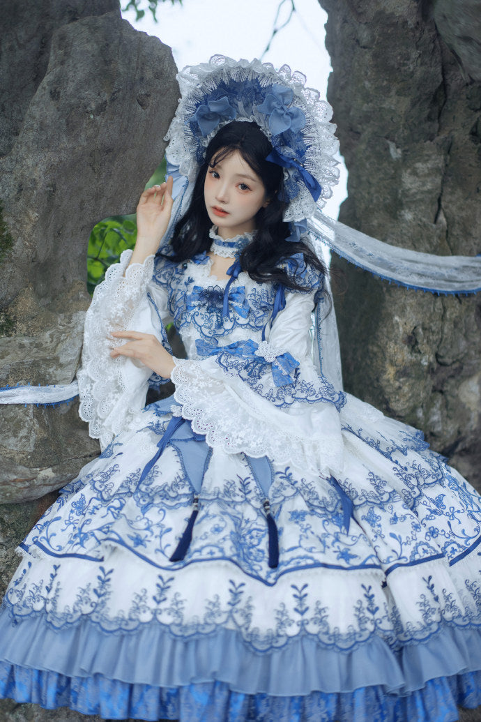 【受注予約8/27まで】 Blue and White ラグジュアリードレス・ロング丈