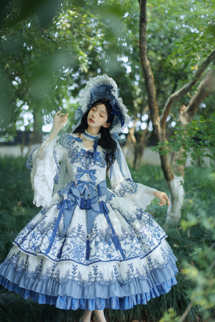 【受注予約8/27まで】 Blue and White ラグジュアリードレス・ロング丈