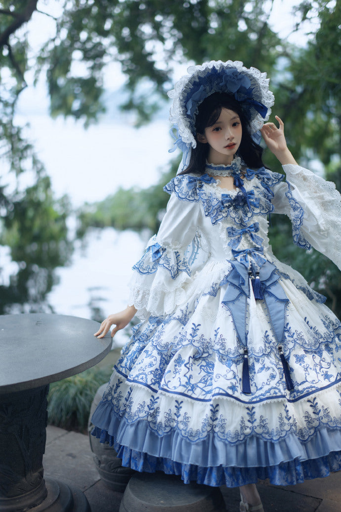 【受注予約8/27まで】 Blue and White ラグジュアリードレス・ロング丈