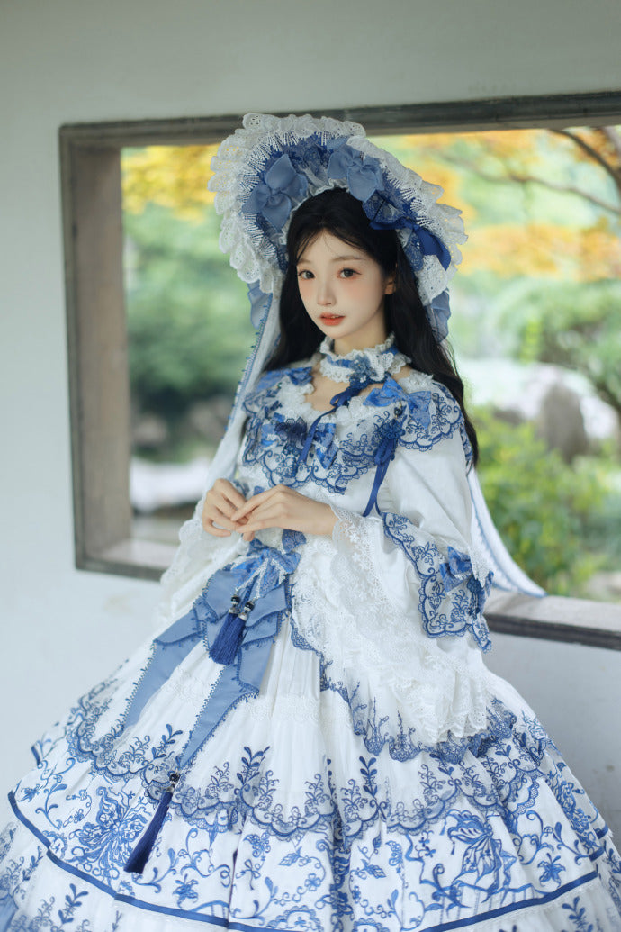 【受注予約8/27まで】 Blue and White ラグジュアリードレス・ロング丈