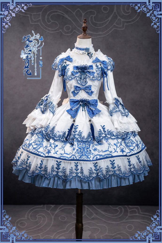 【受注予約8/27まで】 Blue and White ラグジュアリードレス・ショート丈