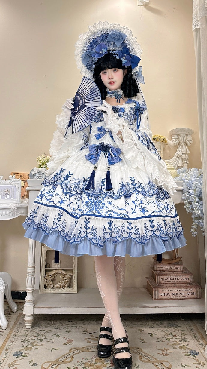 【受注予約8/27まで】 Blue and White ラグジュアリードレス・ショート丈