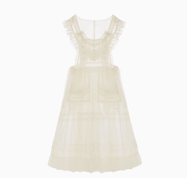 Rabbit ear hooded dot sheer apron