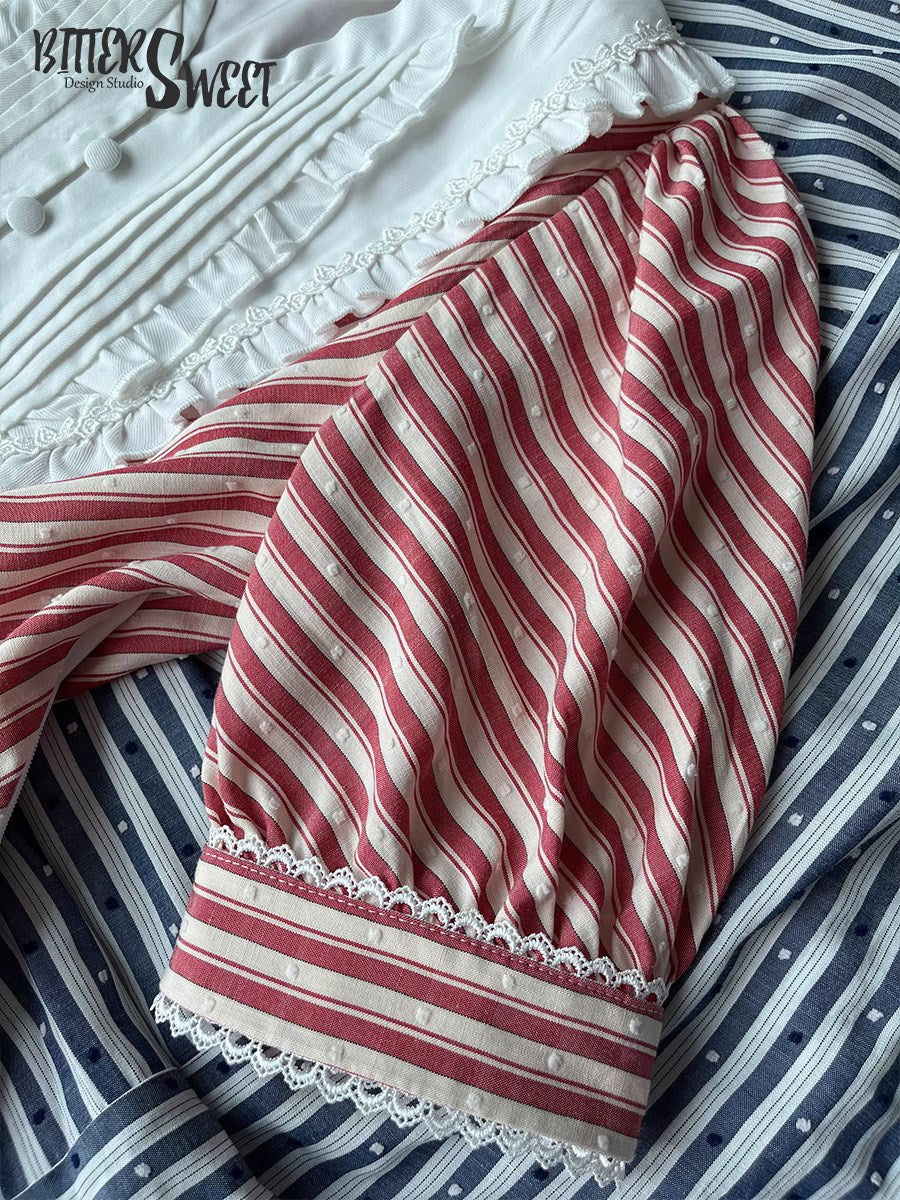 洋ロリ ローラ ストライプと白襟のクラシカルサマーワンピース – ロリータファッション通販RonRon