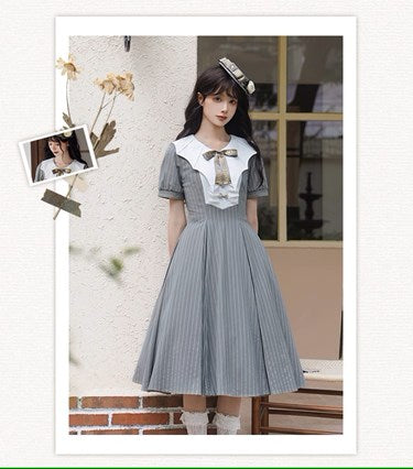 [Pre-orders available until 8/4] London Rain Classical Dress with Deformed Collar