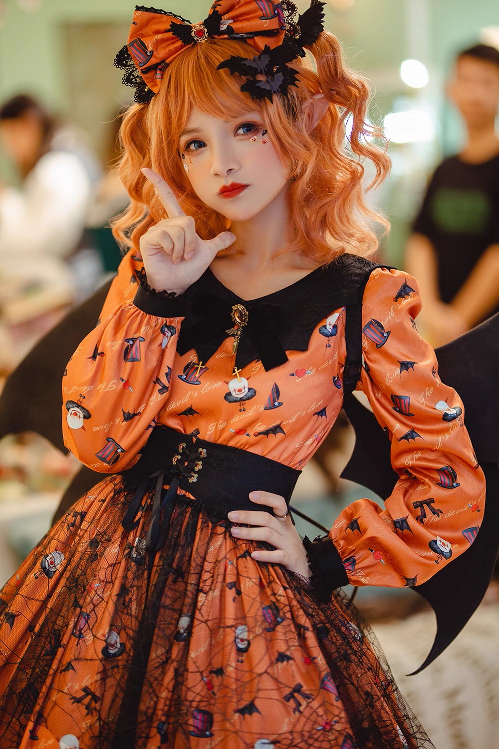 【予約販売】Clown Revival Night 蝙蝠襟の長袖ワンピース