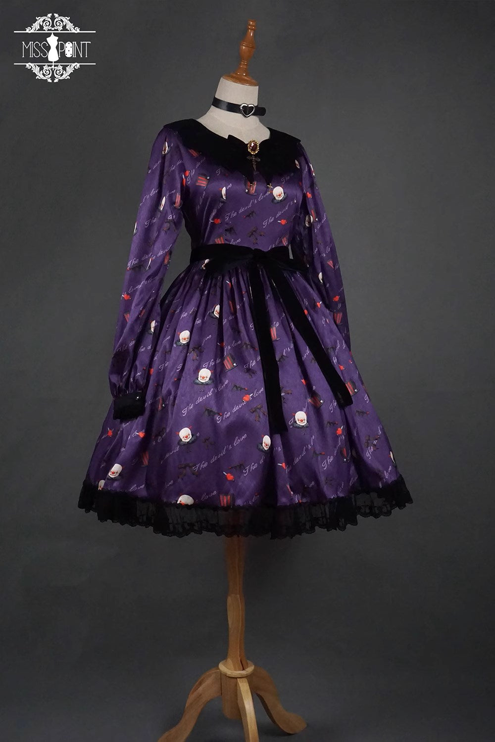 【予約販売】Clown Revival Night 蝙蝠襟の長袖ワンピース