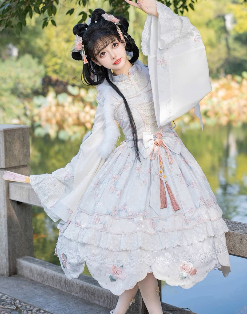 [Sale period ended] Rakushinka-Hakuro-Chiffon jumper skirt