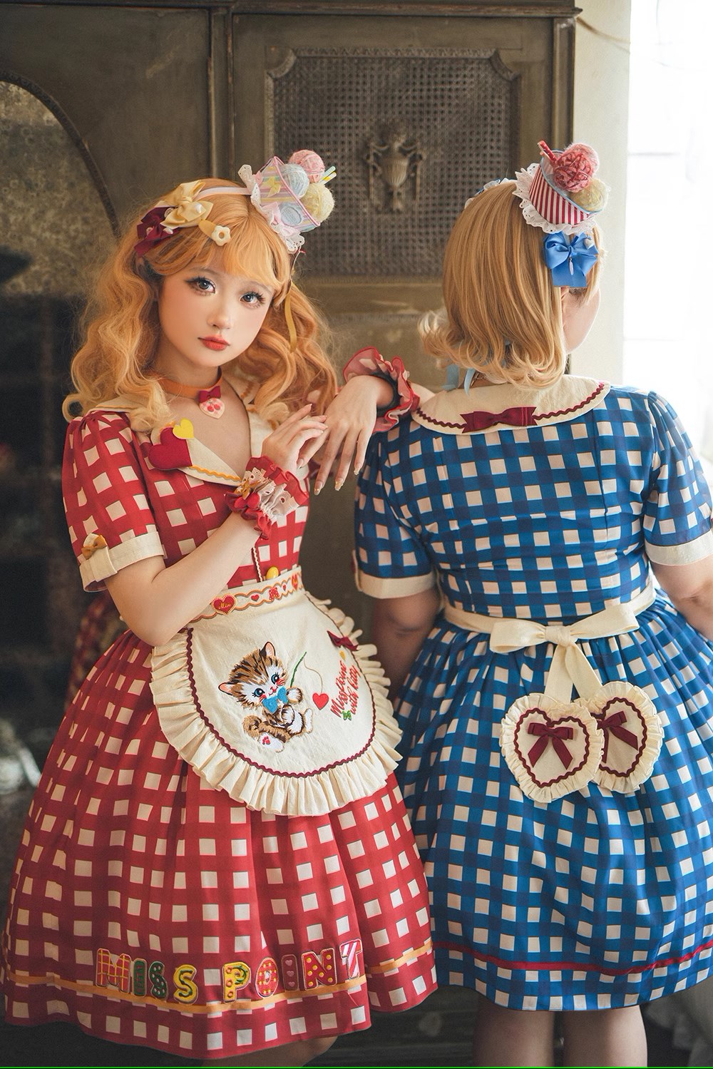 【予約販売】Sweet Kittyレトロカフェ風ワンピース
