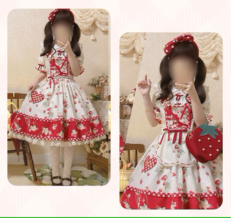 Strawberry Orchard Strawberry Suspender Skirt