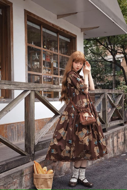 [Sales period ended] Chocolate Bear Movement One-piece dress type 1