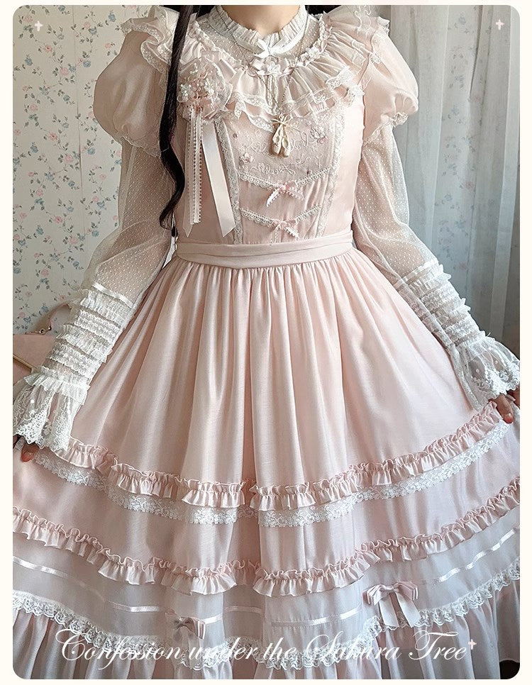 [Sales period ended] Confession under the Sakura Tree Puff sleeve dress