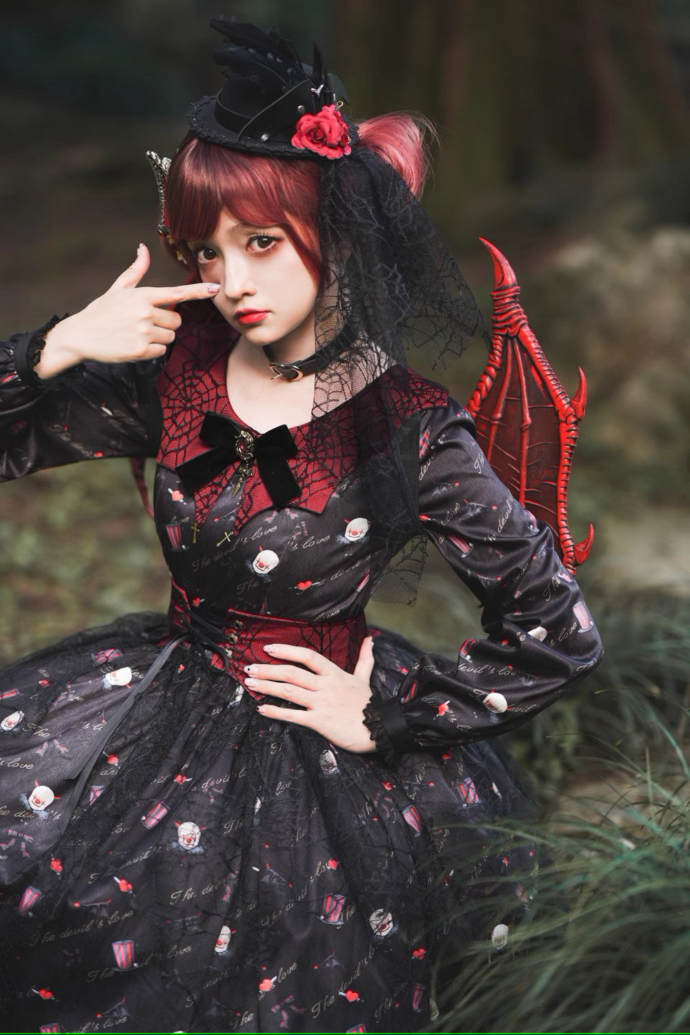 【予約販売】Clown Revival Night 蝙蝠襟の長袖ワンピース