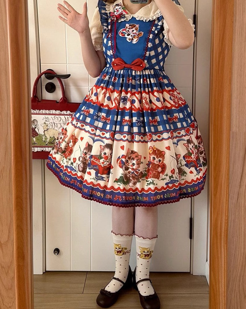 【予約販売】Sweet Kittyレトロフライングスリーブジャンパースカート