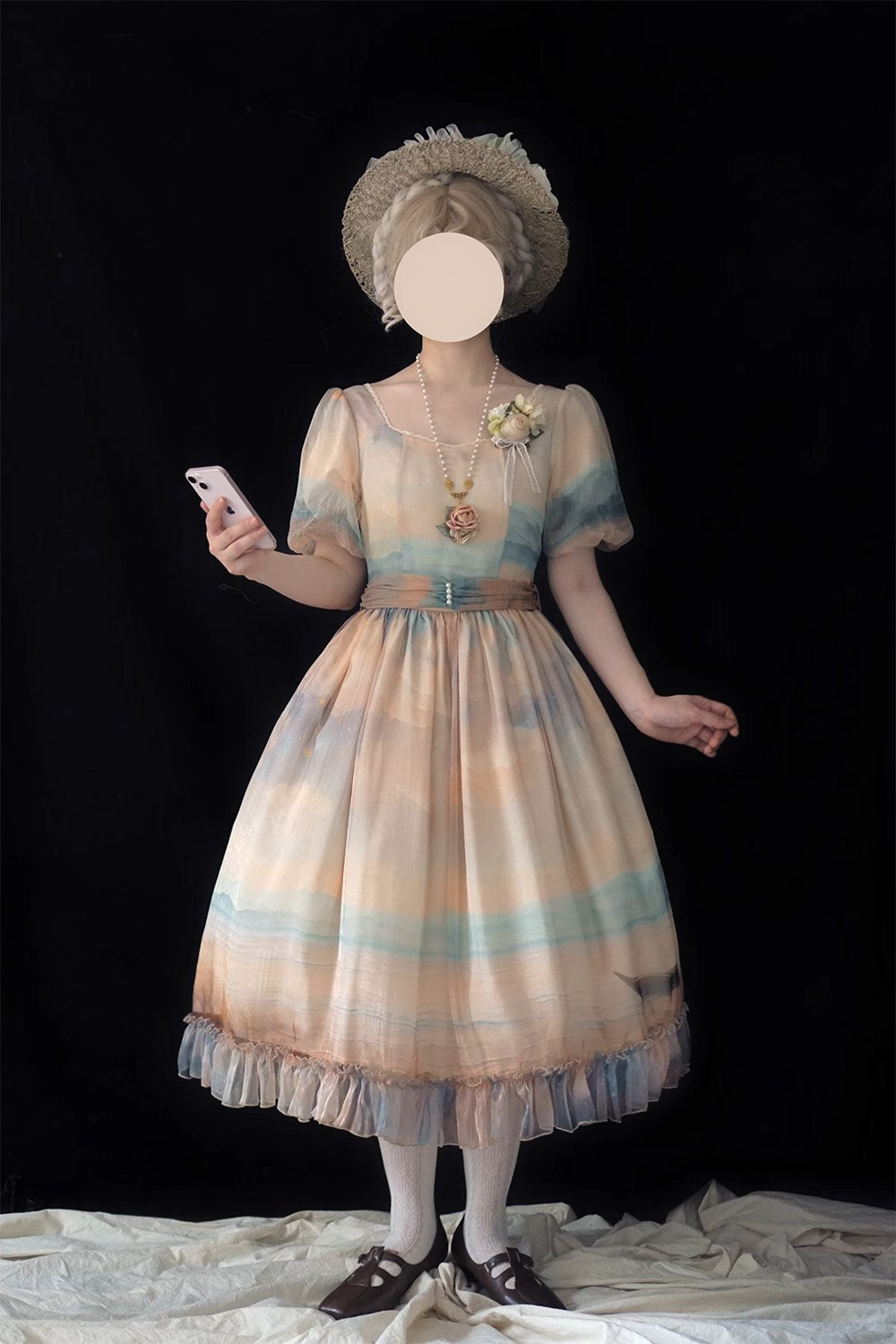【予約販売】Elegance Greek 油彩画風プリントワンピース