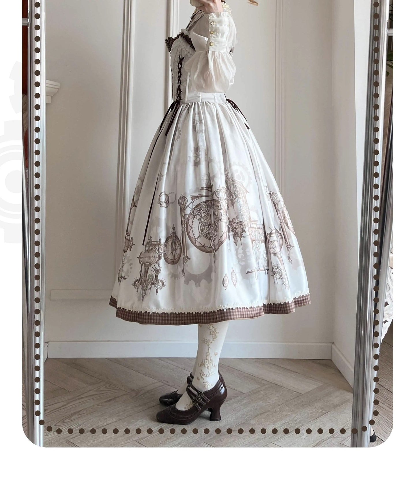 [Sales Period Ended] Steam Princess Print Jumper Skirt - Brown